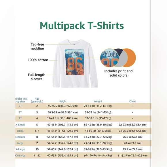 NWT Spotted Zebra Boys' Long-Sleeve T-Shirts 4 per pack Glow in the dark - Picture 4 of 4